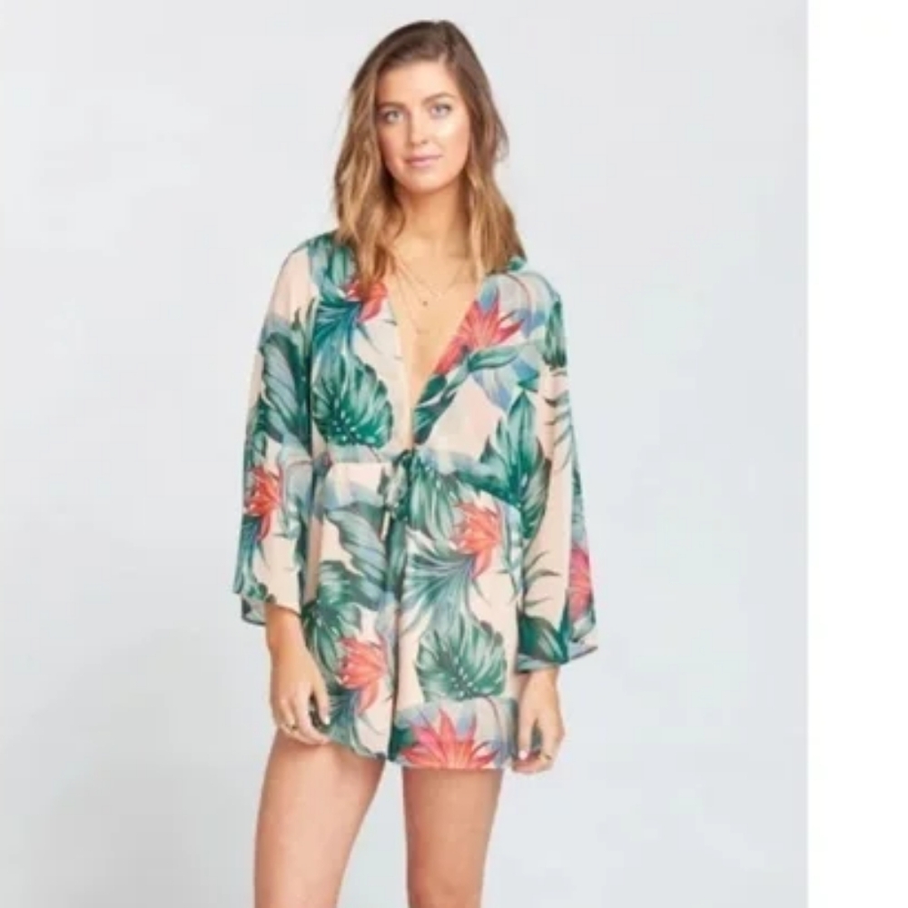 Show Me Your Mumu Roxy Romper Tie Waist Flowy Small Pink Floral Print